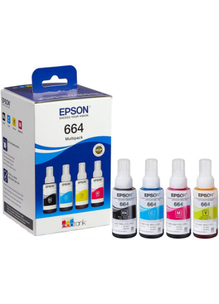 Контейнер з чорнилом Epson 664 комплект B/C/M/Y (по70мл) L100/L200 (C13T66464A)